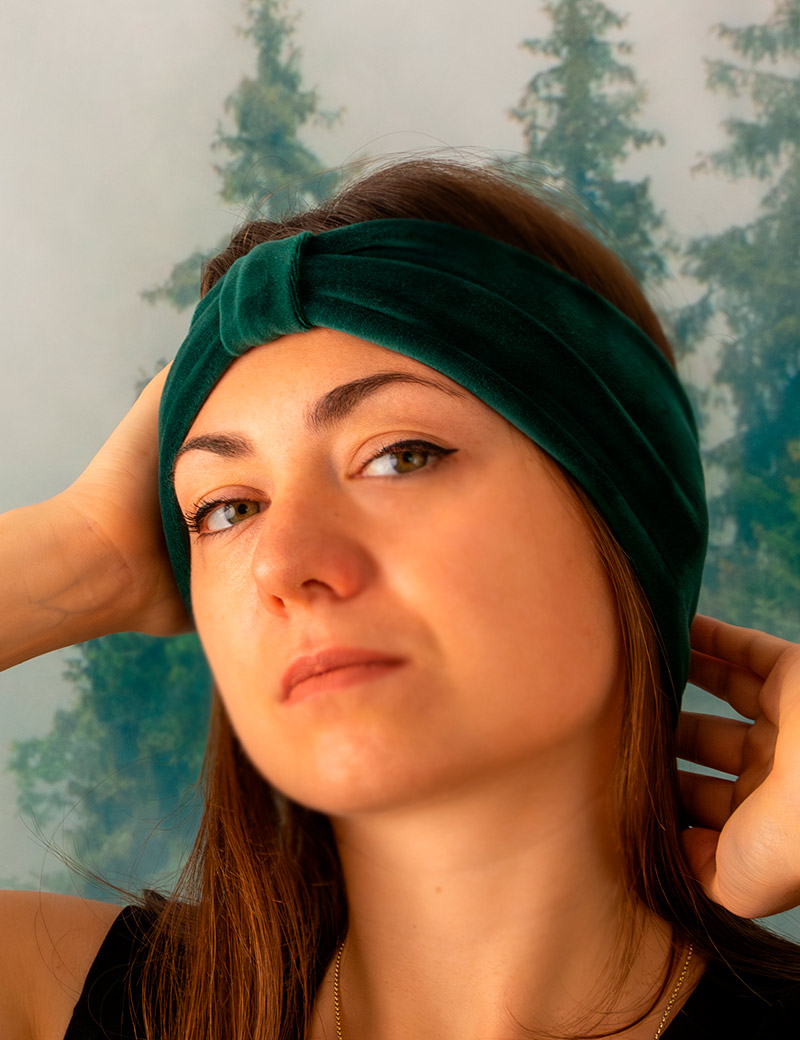 Velor headband Green