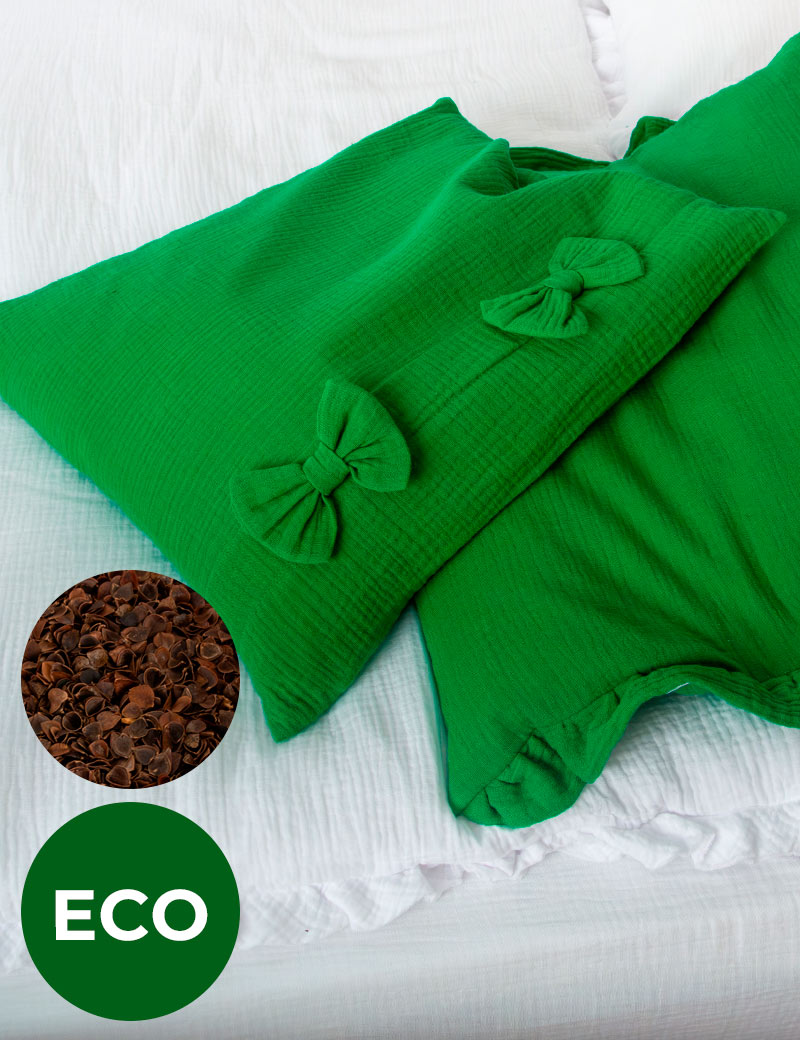 Handmade Buckwheat husk head pillow 40x40 cm / Organic pillow 100% cotton