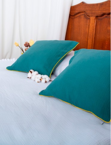 Decorative muslin pillowcase for a pillow