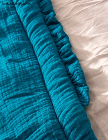 3 in 1 Muslin horn/ Baby envelope / mat / baby blanket 80x80 cm turquoise
