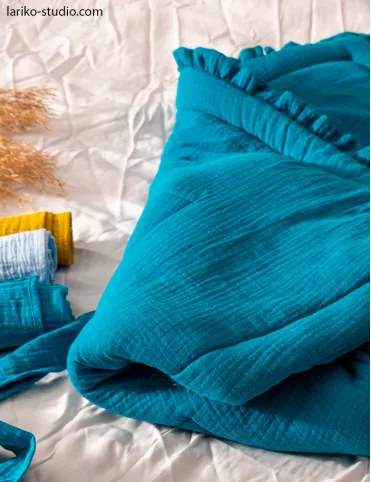 3 в 1 Муслиновый конус / коврик / детское одеяло 80х80 см бирюзовый