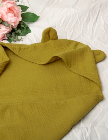 Towel Teddy bear with baby hood in muslin Mango Mojito