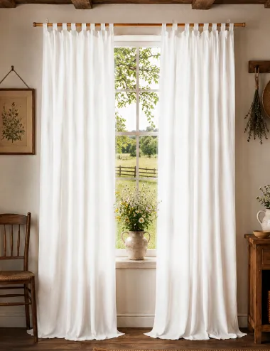 White Curtain Made of Muslin | Soft Breathable Semi-Sheer 100% Cotton Double Gauze Curtain