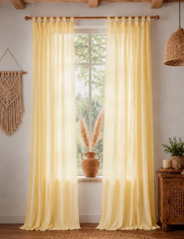Soft Yellow Curtain Curtain Made of Muslin | Soft Breathable Semi-Sheer 100% Cotton Double Gauze Curtain