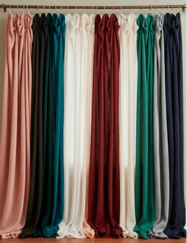 Blue Curtain for Window Made of Muslin | Soft Breathable Semi-Sheer 100% Cotton Double Gauze Curtain