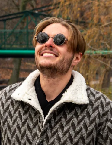 Men's Warm Shearling Jacket with Geometric Pattern