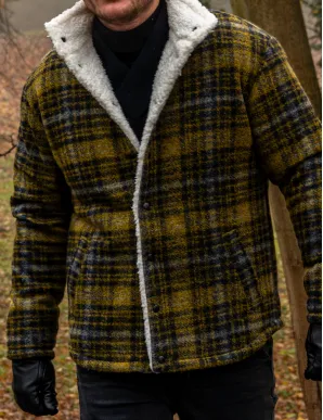 Men's Plaid Wool Jacket with Warm Sherpa Lining