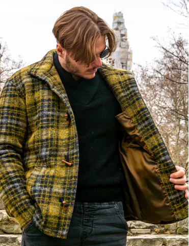 Men's Wool Jacket with Lining "Mustard Classic". Warm Shirt. Great Gift for Him