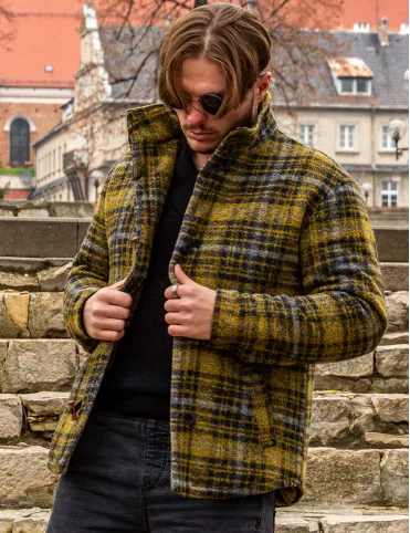 Men's Wool Jacket with Lining "Mustard Classic". Warm Shirt. Great Gift for Him