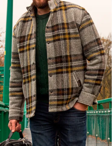 Warm men's sheep wool plaid jacket Jack