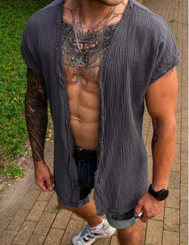 Men's boho style loose fit cardigan WIZARD