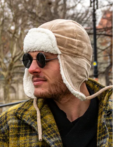 Aviator Trapper Hat made of warm hypoallergenic faux Minky fur