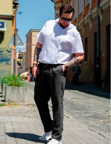 Black men's muslin pants