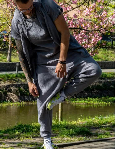 Men's harem pants with elastic waistband, lightweight harem pants, meditation and yoga clothing, Bali