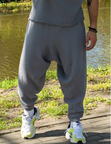 Men's harem pants with elastic waistband, lightweight harem pants, meditation and yoga clothing, Bali