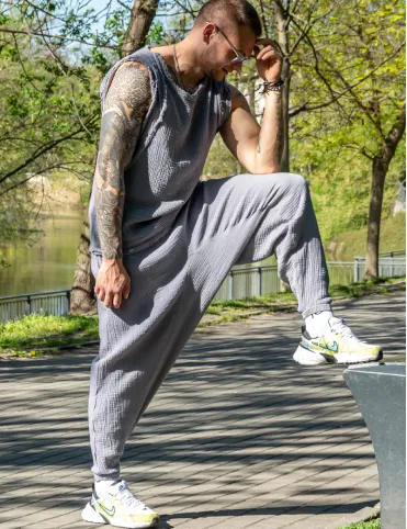 Men's harem pants with elastic waistband, lightweight harem pants, meditation and yoga clothing, Bali