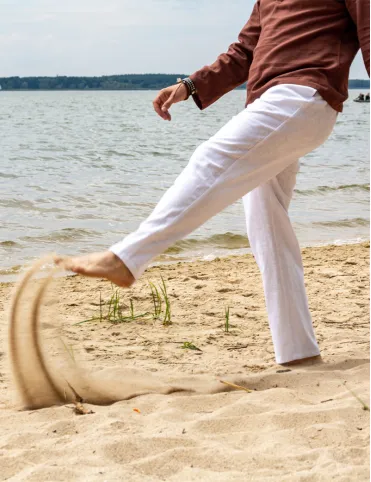 Men's linen trousers with pockets - 100% natural linen, different colors, loose fit, handmade