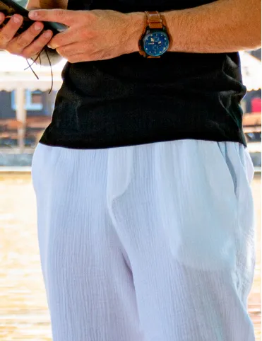  White men's muslin pants with pockets