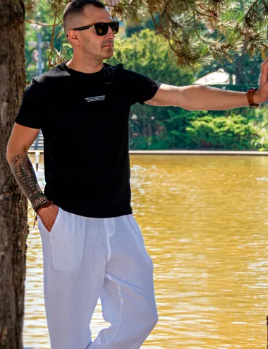  White men's muslin pants with pockets