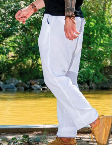  White men's muslin pants with pockets