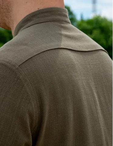 Men's green natural linen shirt