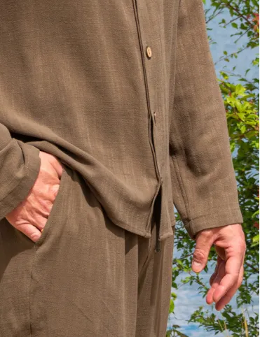 Men's green natural linen shirt