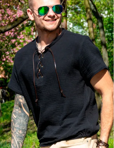 Men's short sleeve summer shirt in Mid-Century style, model Ragnar