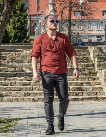 Men's Red Renaissance Shirt | Model Harald