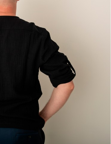 Men's long sleeve muslin shirt Black
