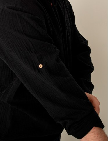 Men's long sleeve muslin shirt Black