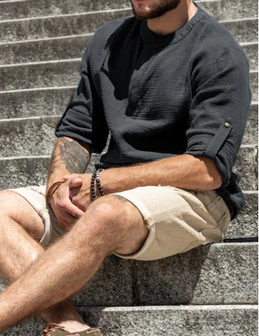 Koszula męska muślinowa kolor czarny