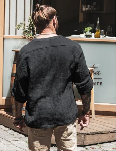 Koszula męska muślinowa kolor czarny