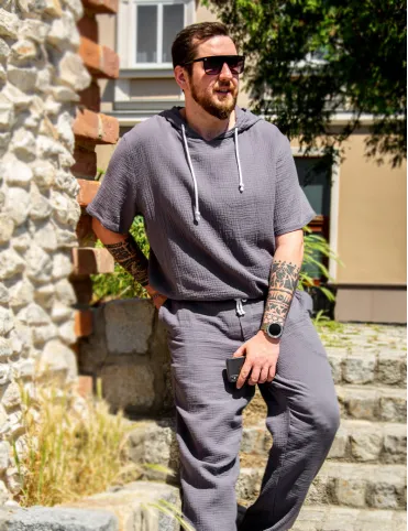 Bluza z kapturem męska muslin