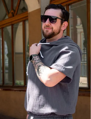 Bluza z kapturem męska muslin