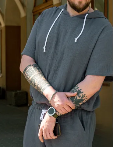 Bluza z kapturem męska muslin