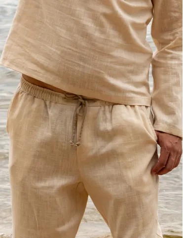 Men's linen cropped trousers - lightweight, natural, made for summer