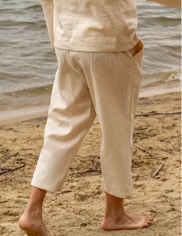 Men's linen cropped trousers - lightweight, natural, made for summer