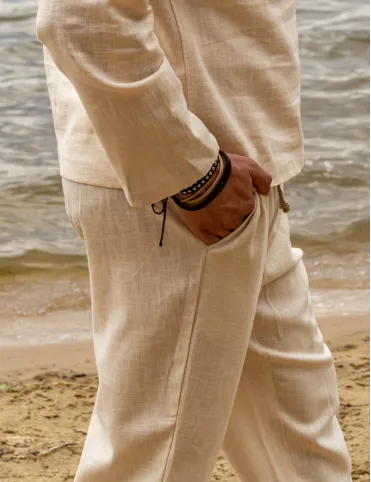 Men's linen cropped trousers - lightweight, natural, made for summer