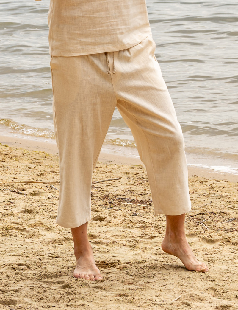 Men's linen cropped trousers - lightweight, natural, made for summer