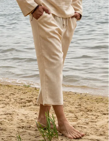 Men's linen cropped trousers - lightweight, natural, made for summer