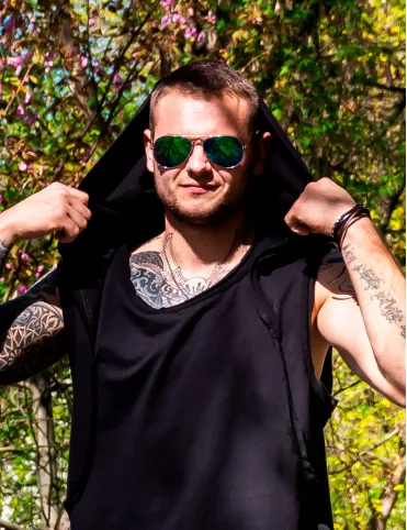 Men’s Sleeveless Hoodie T-Shirt Cyberpunk Style Jason