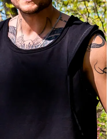 Men’s Sleeveless Hoodie T-Shirt Cyberpunk Style Jason