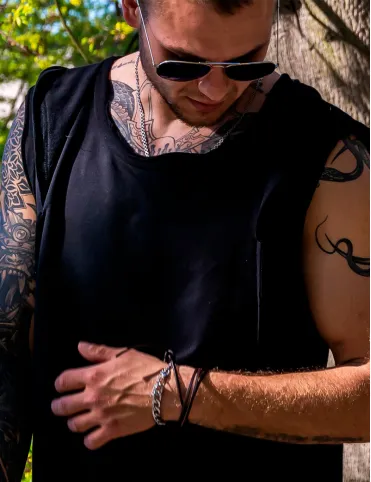 Men’s Sleeveless Hoodie T-Shirt Cyberpunk Style Jason