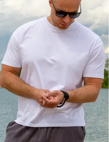 White cotton classic men's t-shirt Milan