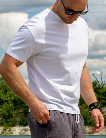 White cotton classic men's t-shirt Milan