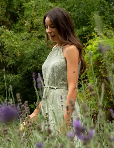 Green Boho Muslin Dress with Adjustable Straps dress Emili