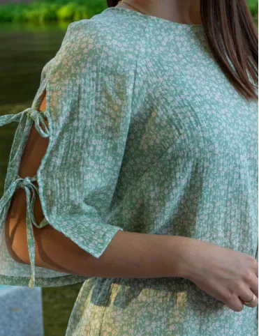 Damenkleid mit Blumenmuster, knielang, mit dekorativen Schleifen an den Ärmeln Bridget