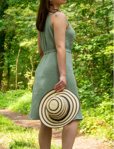 Удобное простое муслиновое зеленое платье для женщин с регулируемым вырезом и бретелями Бохо