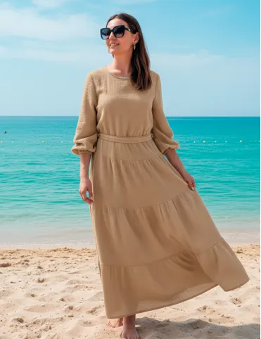 Long Dress Muslin with Elasticated Waist Sandra