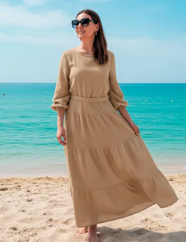 Long Dress Muslin with Elasticated Waist Sandra